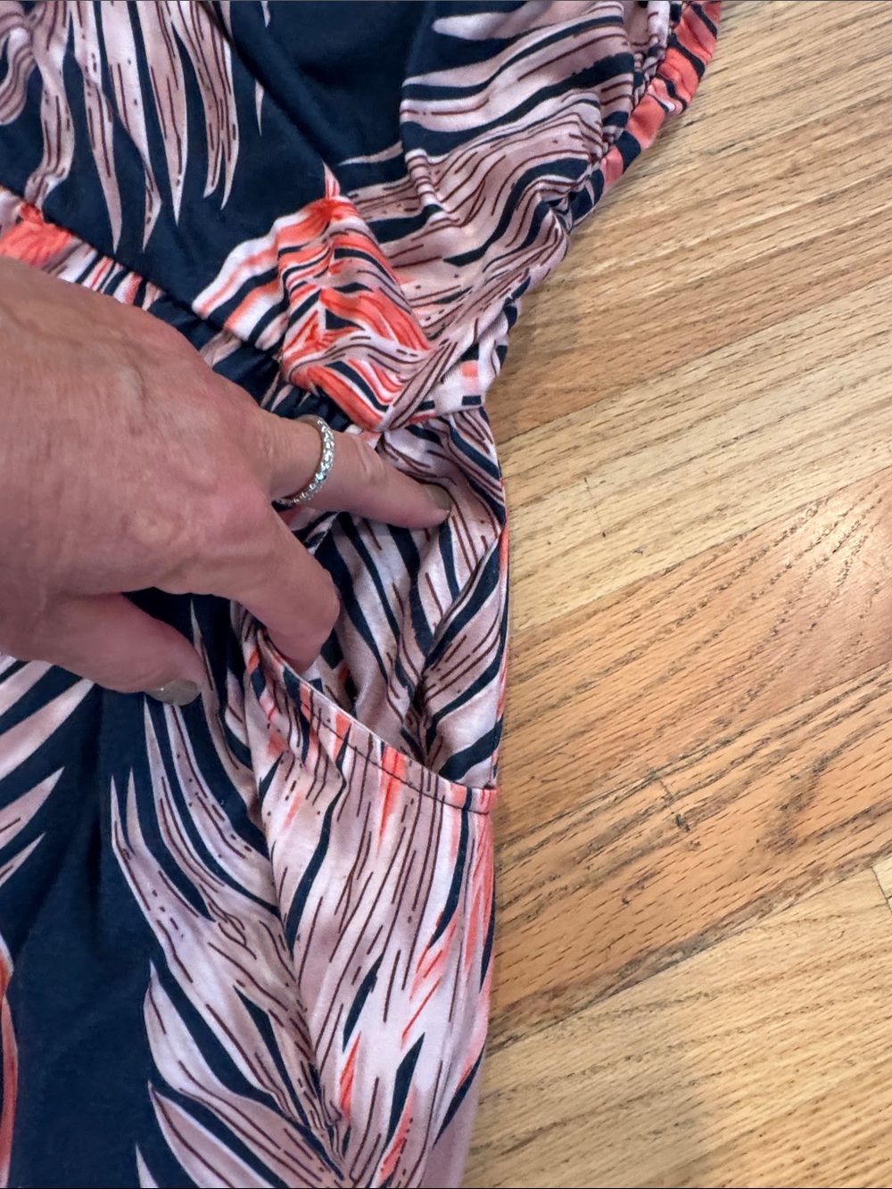Navy Tropical Strapless Maxi Dress with Coral Palm Print Medium - Picture 7 of 8